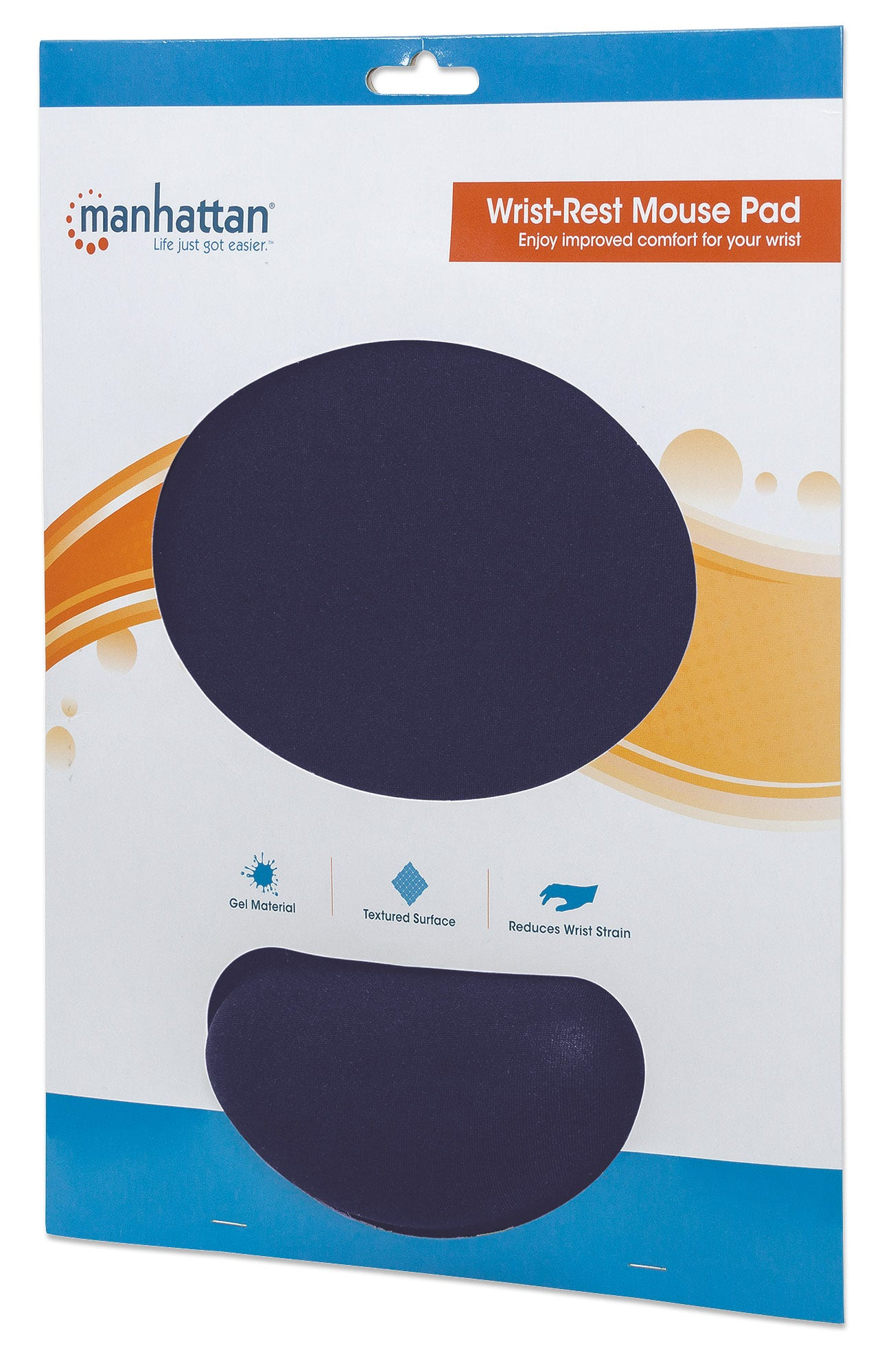 Manhattan Wrist Gel Support Pad and Mouse Mat, Blue, 241 x 203 x 40 mm, non slip base, Lifetime Warranty, Ansicht 2