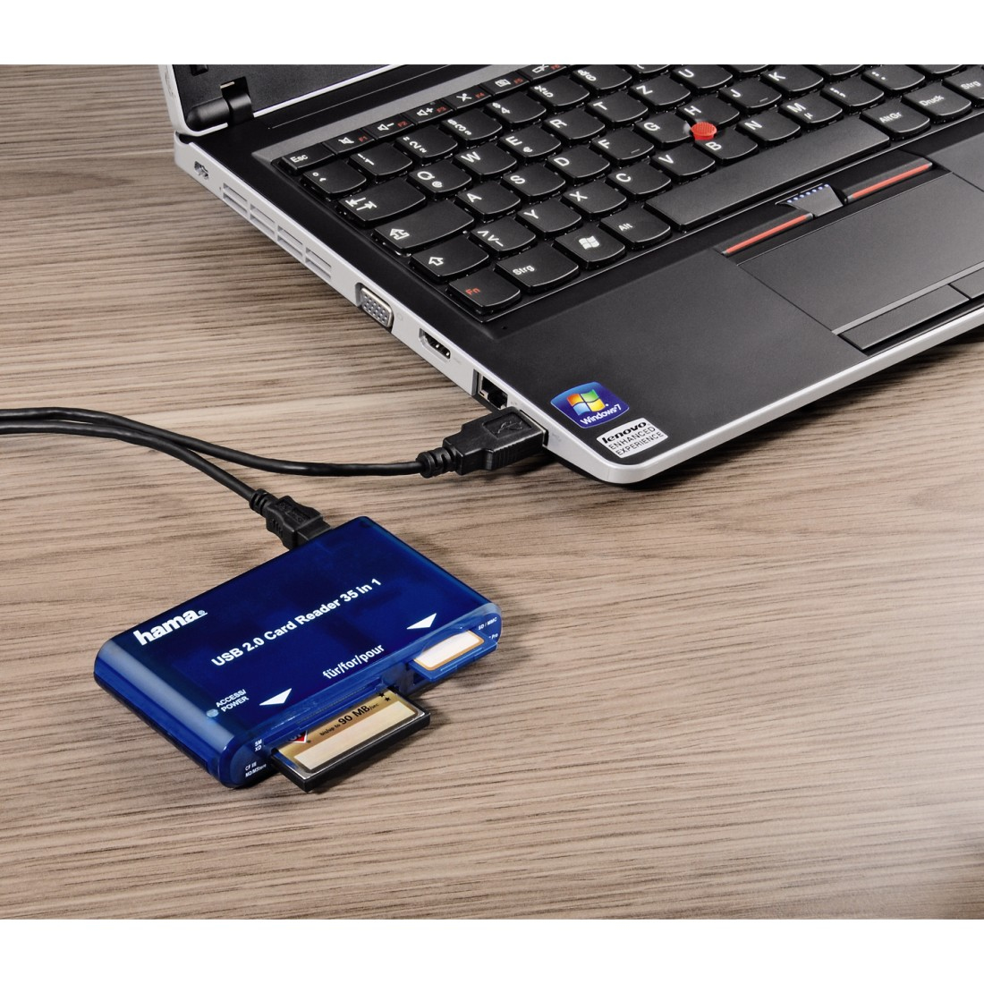 Hama USB 2.0 30 in 1 CardReaderWriter - Kartenleser - 35-in-1 (CF I, CF II, MS, MS PRO, Microdrive, MMC, SD, MS Duo...), Ansicht 4