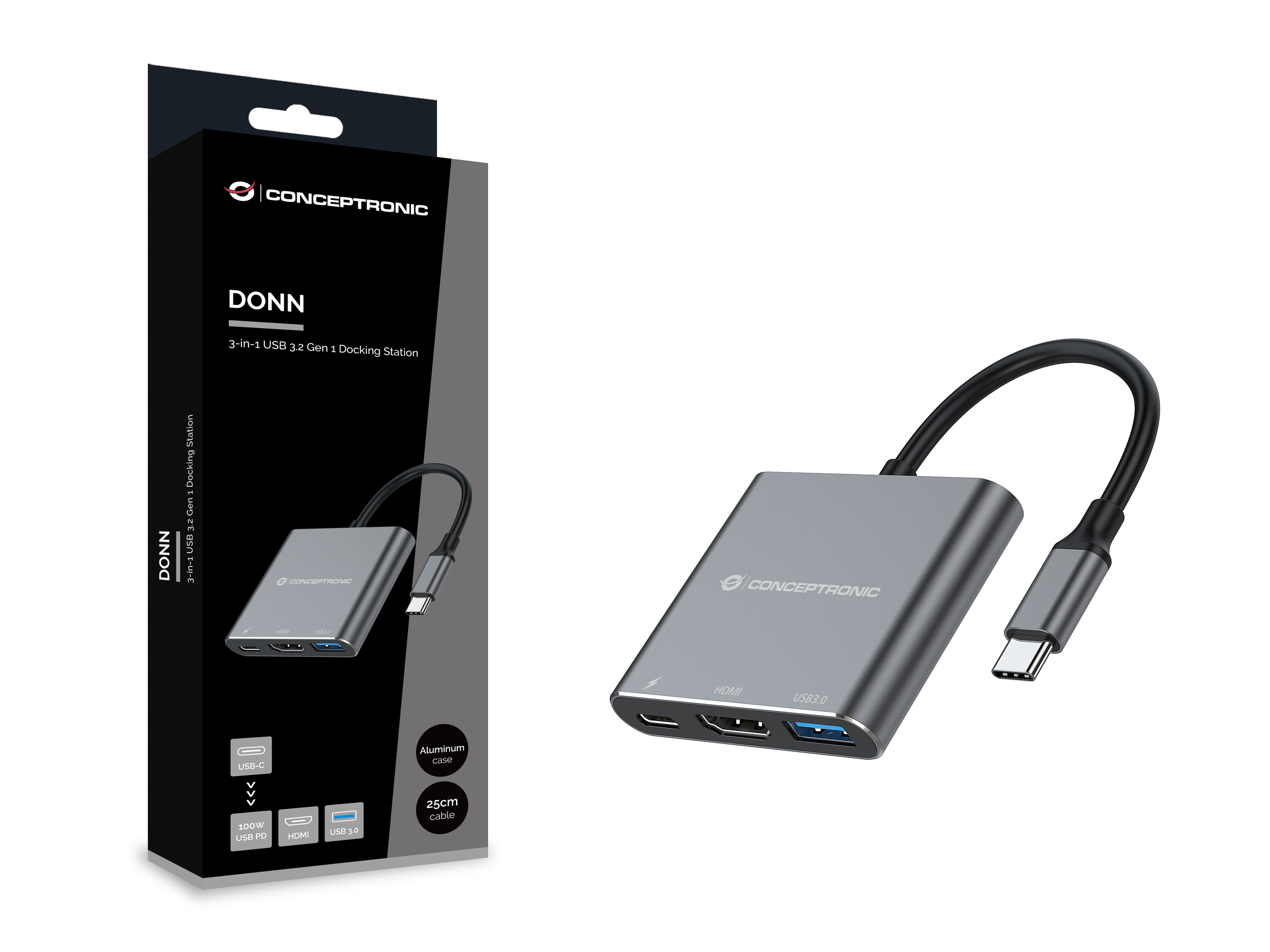 Conceptronic DONN18G - Dockingstation - USB-C 3.2 Gen 1, Ansicht 2