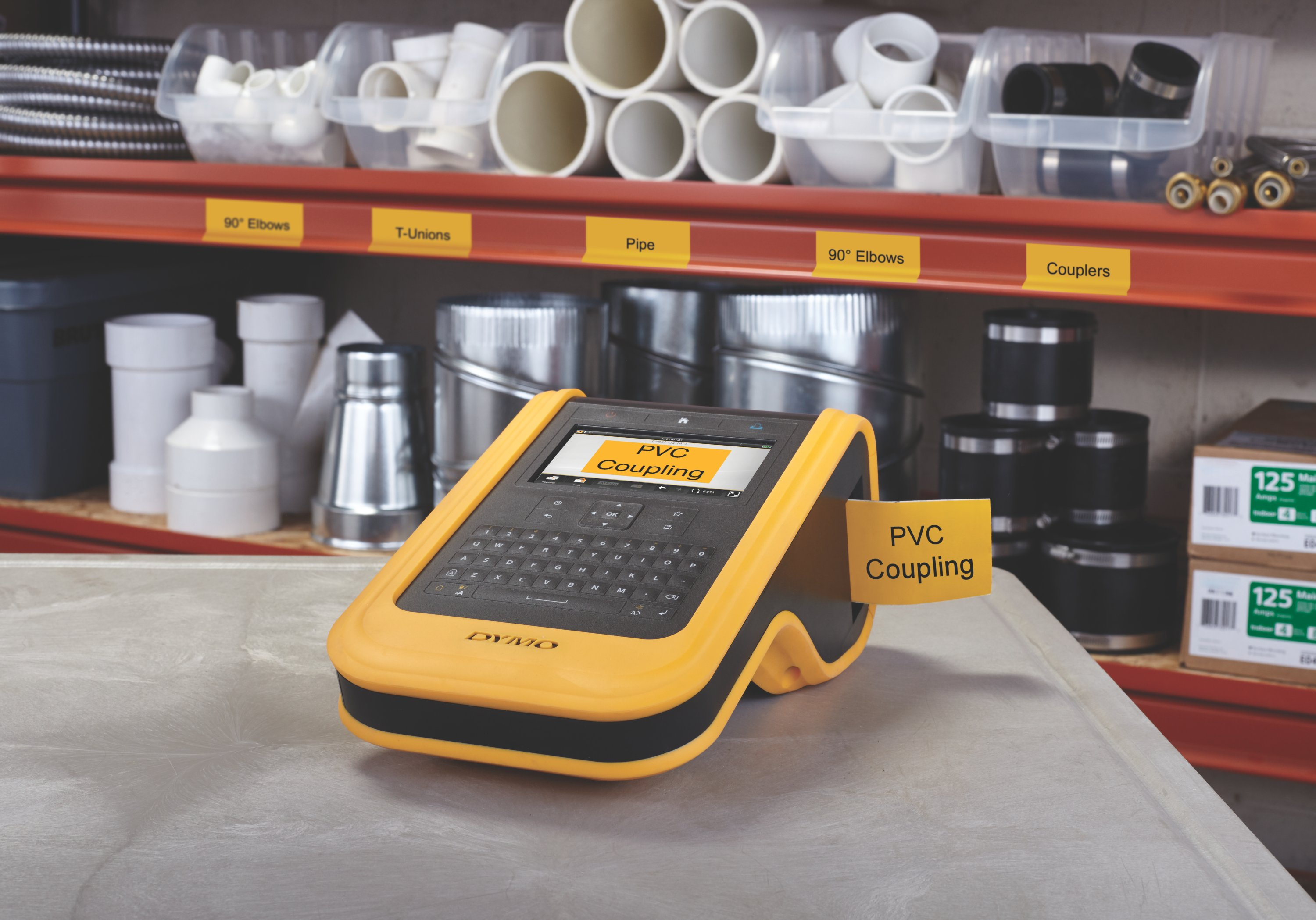 Dymo XTL - Vinyl - permanenter Klebstoff - Schwarz auf Gelb - Rolle (0,54 cm x 7 m), Ansicht 3