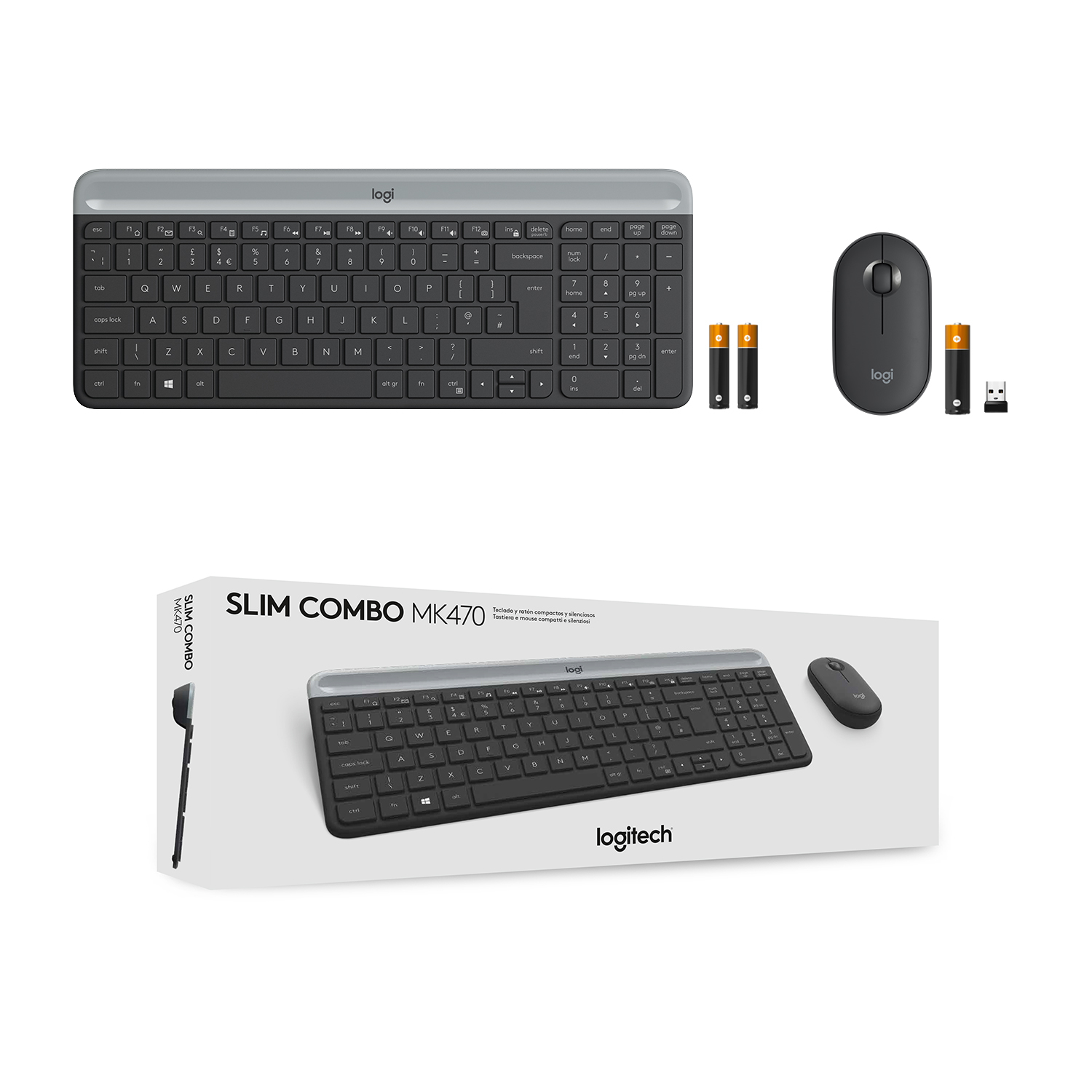 Logitech Slim Wireless Combo MK470 - Tastatur-und-Maus-Set - TL: US, QWERTY, Ansicht 2