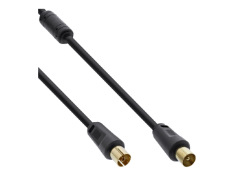InLine Antennenkabel Premium - 2x geschirmt - mit Filter - >85dB - schwarz - 10m