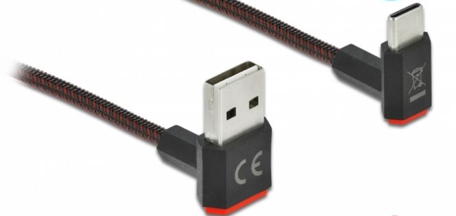 Delock Easy - USB-Kabel - USB (M) nach oben/unten abgewinkelt, doppelseitig zu USB-C (M), Ansicht 3
