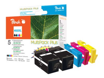 Peach Spar Pack Plus - 5er-Pack - XL-Kapazität - Schwarz Gelb Cyan Magenta - kompatibel - Tintenpatrone (Alternative zu: HP 920XL)