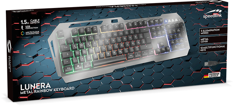 SPEEDLINK LUNERA - Volle Größe (100%) - Kabelgebunden - USB - LED - Schwarz - TL: Deutsch, QWERTZ, Ansicht 2