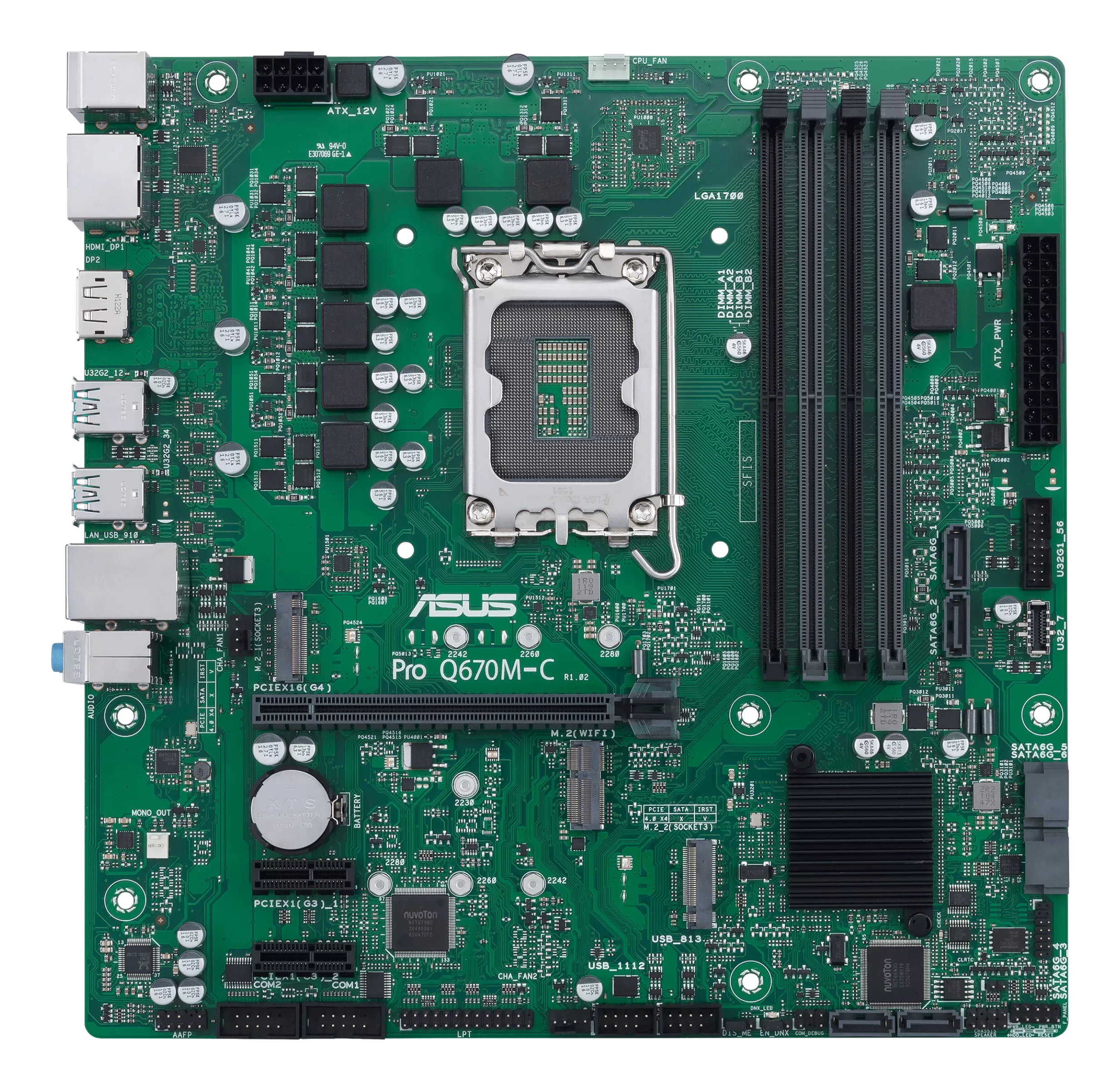 ASUS MB ASUS Intel 1700 PRO Q670M-C-CSM - M-ATX - 4xD5 4800, Ansicht 2