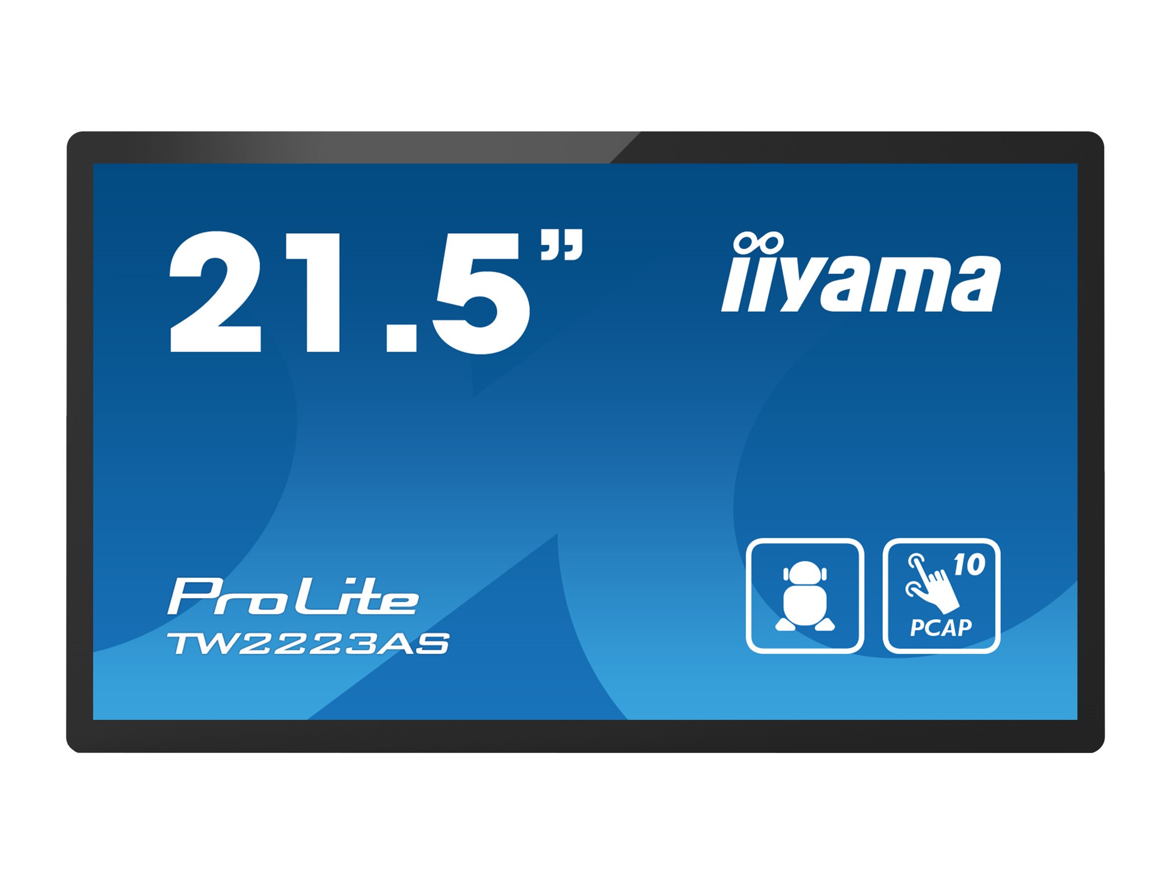 Iiyama ProLite TW2223AS-B3P - Android-PC - Touchscreen-PC - 1 RK3399 / 1.8 GHz - RAM 2 GB - SSD - eMMC 16 GB - Cortex-A72 + A53 - Bluetooth 5.2, 1GbE - WLAN: 802.11a/b/g/n/ac, Bluetooth 5.2 - Android 12 - Monitor: LED 54.6 cm (21.5")