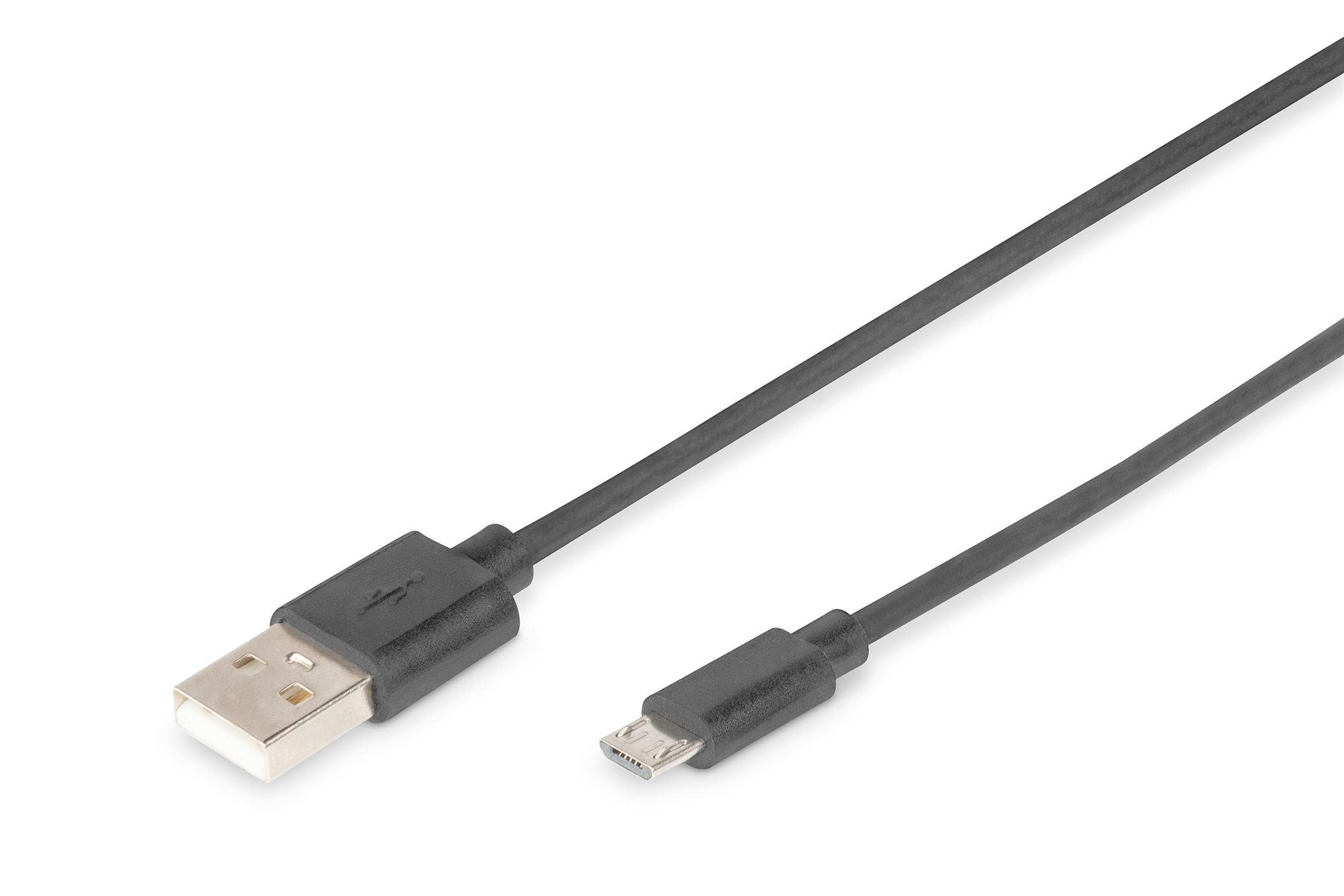 DIGITUS USB 2.0 Anschlusskabel - USB A auf Micro B, 1 m, USB A, Micro-USB B, USB 2.0, Männlich/Männlich, Schwarz