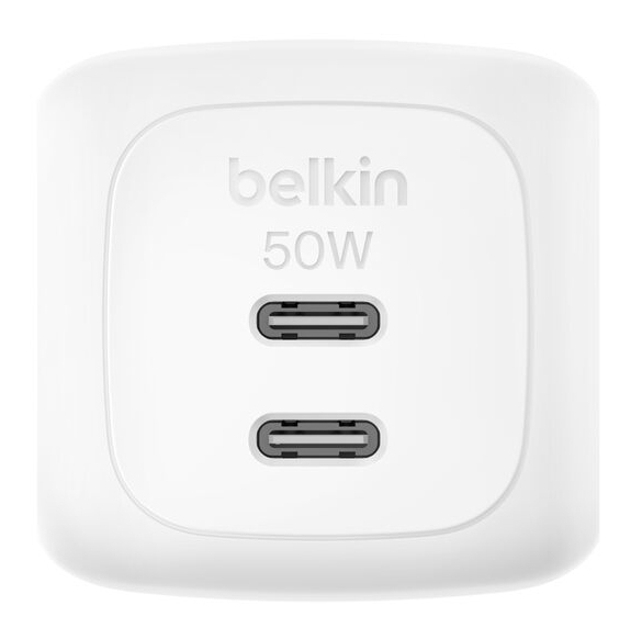 Belkin BoostCharge Pro - Netzteil - GaN - 50 Watt - Fast Charge - 2 Ausgabeanschlussstellen (2 x USB-C), Ansicht 3
