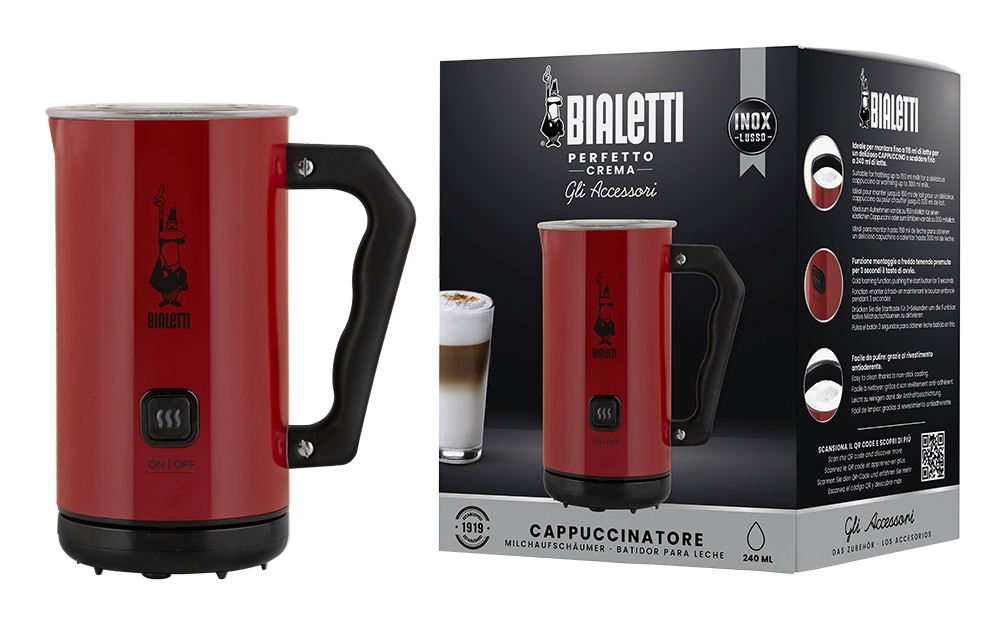 Bialetti MKF02 elektrischer Milchaufschäumer rot, Ansicht 3