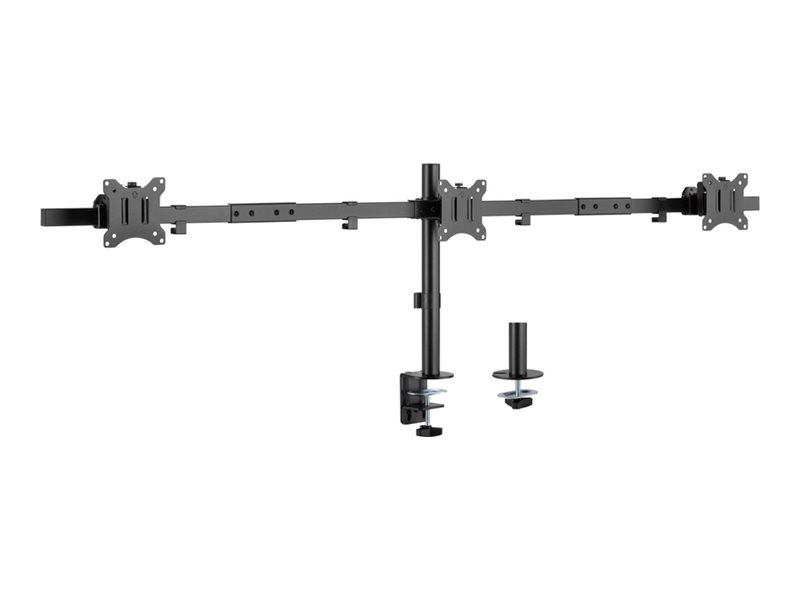 Equip Befestigungskit (Kabeldurchführungsklemme, Schrauben, Klemmhalterung, Stange zur Schreibtischmontage) - für 3 LCD displays / curved LCD displays - Aluminium, Kunststoff, stainless steel - Schwarz - Bildschirmgröße: 43.2-81.3 cm (17"-32")