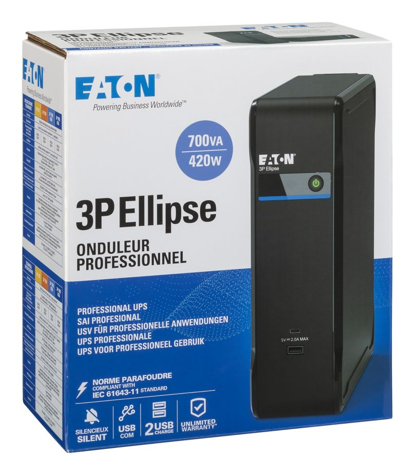 Eaton 3P Ellipse 700 USB DIN/IT - USV - Wechselstrom 220-240 V, Ansicht 2