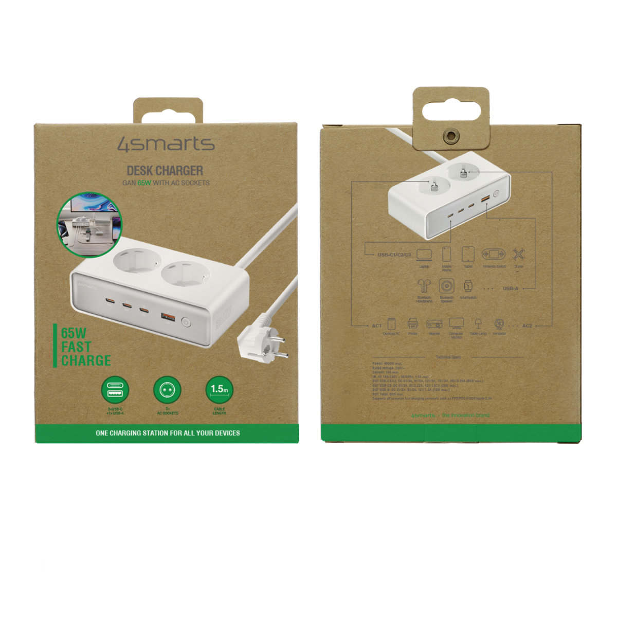4smarts Desk Charger GaN 65W mit AC-Steckdosen, Ansicht 2