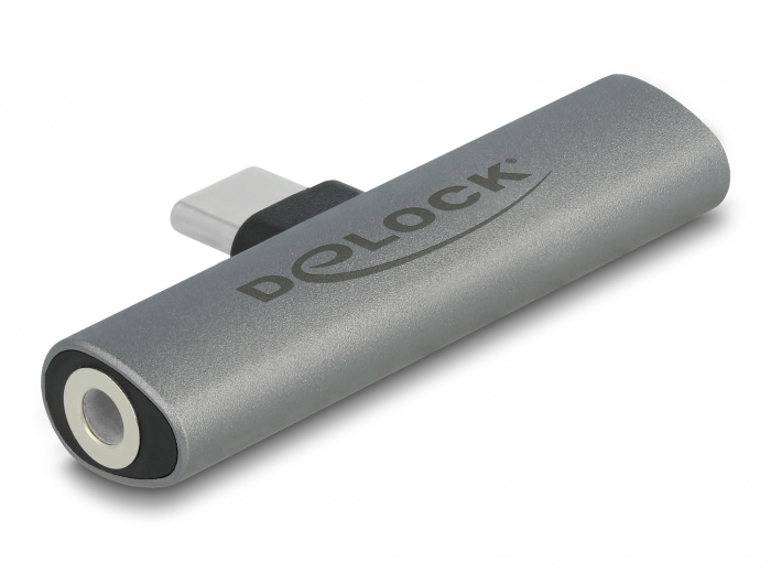 Delock USB-C zu Kopfhöreranschluss / Ladeadapter - USB-C männlich zu Mini-Stecker, USB-C weiblich - Grau, Ansicht 2