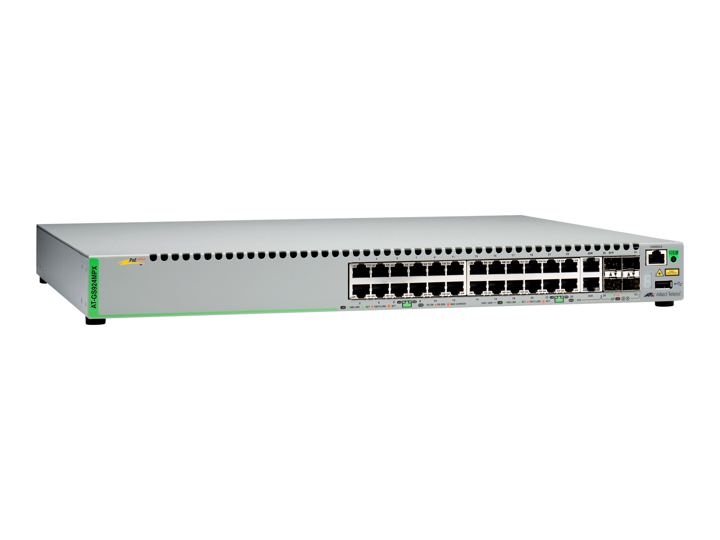 ALLIED TELESIS L2 GE 24 POE+ 2 SFP W/ 2XSFP+ (AT-GS924MPX-30)
