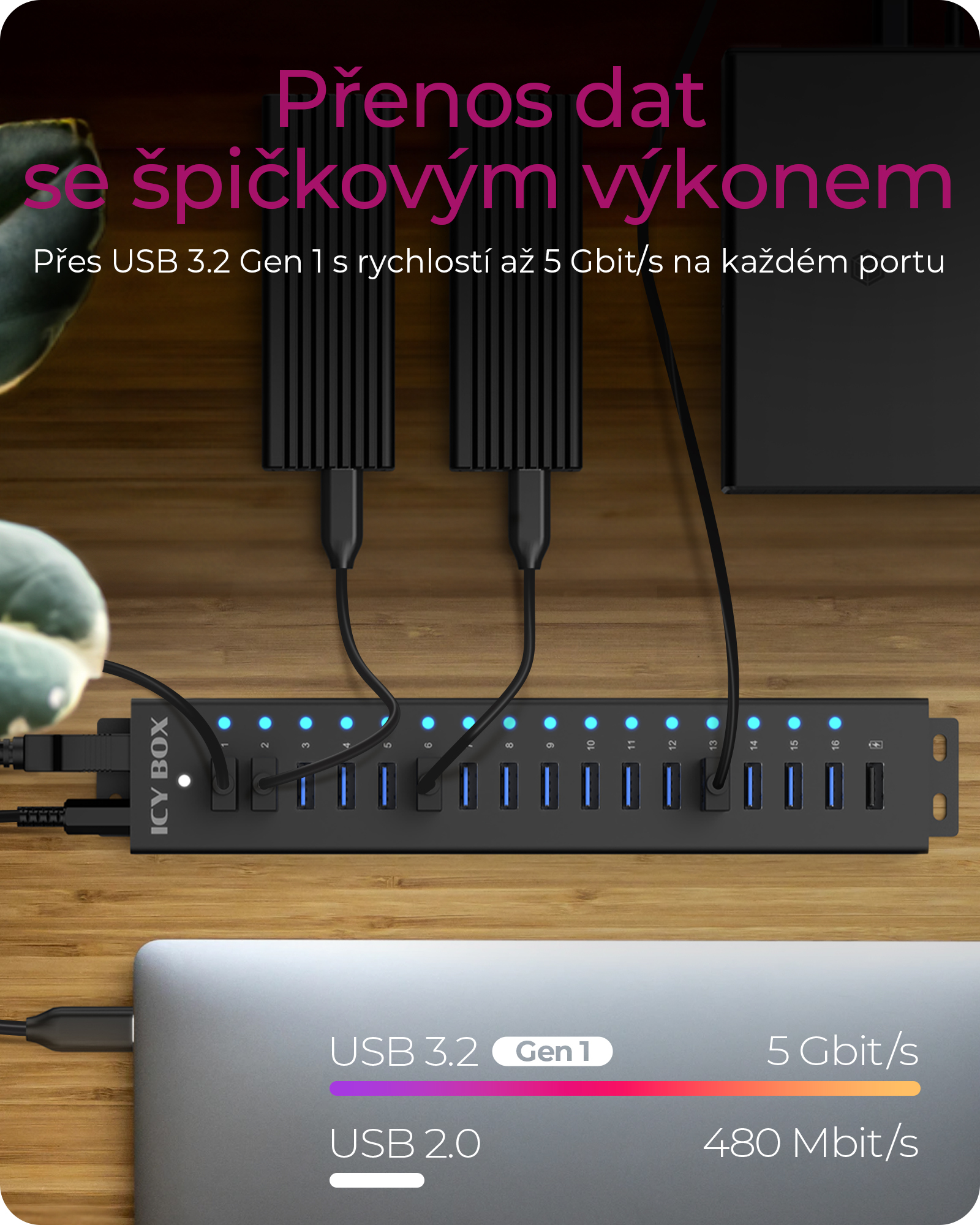 ICY BOX IB-HUB1717-U3 - Hub - 17 x USB 3.2 Gen 1, Ansicht 4