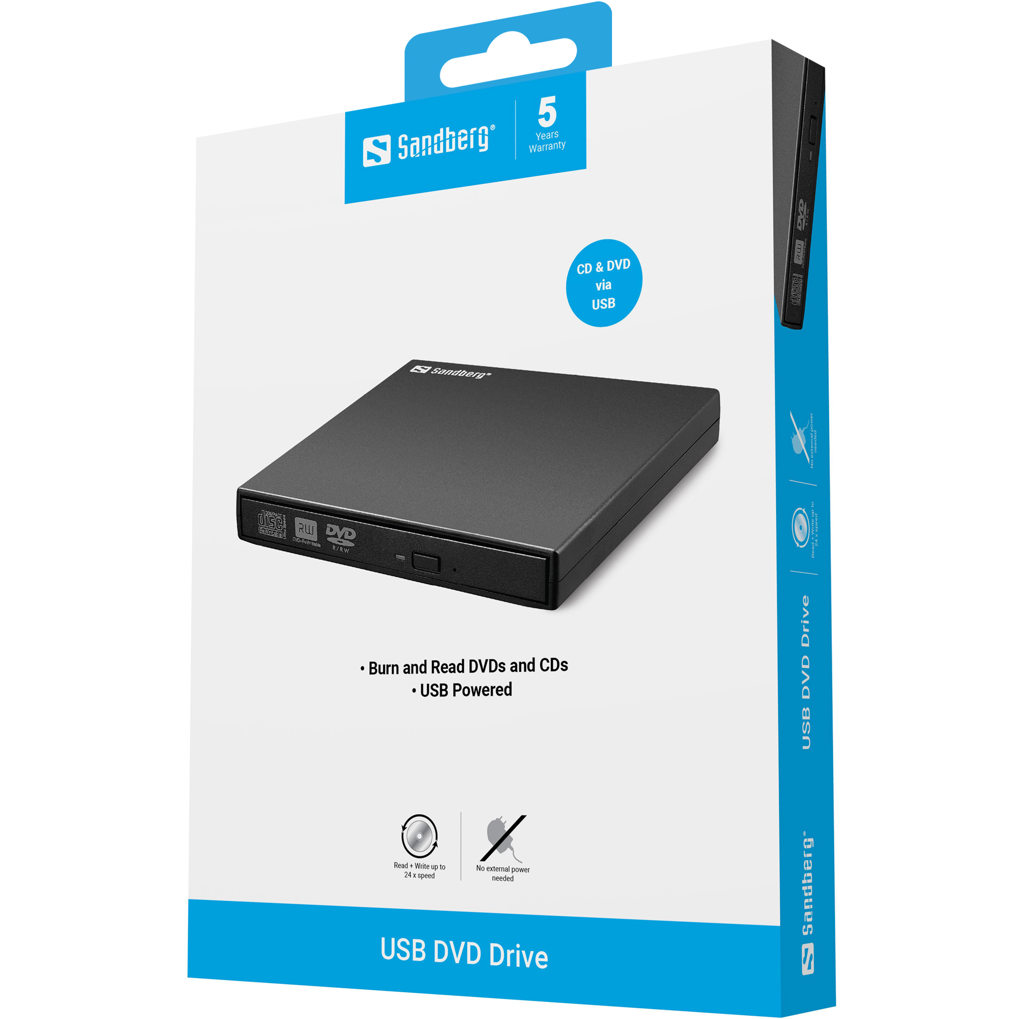 SANDBERG USB Mini DVD Burner - Laufwerk - DVD-RW, Ansicht 2