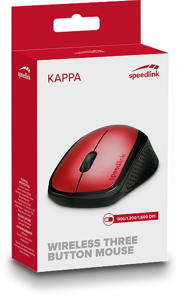 SPEEDLINK Kappa - rechts - Optisch - RF Wireless - 1600 DPI - Schwarz - Rot, Ansicht 3