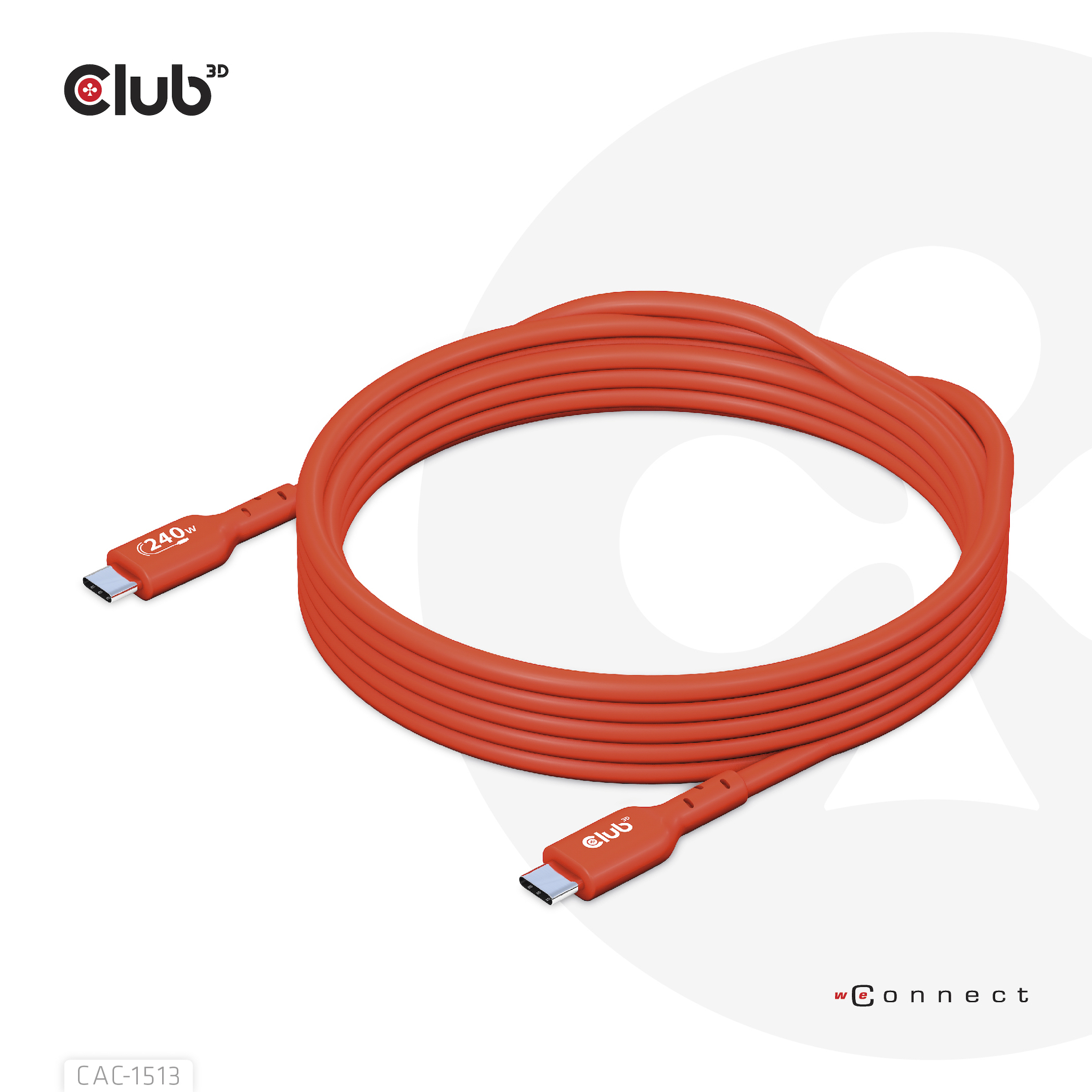 Club 3D USB-Kabel - 24 pin USB-C (M) zu 24 pin USB-C (M) - 48 V - 5 A - 3 m - bi-direktional - bis zu 240 W, Ansicht 4