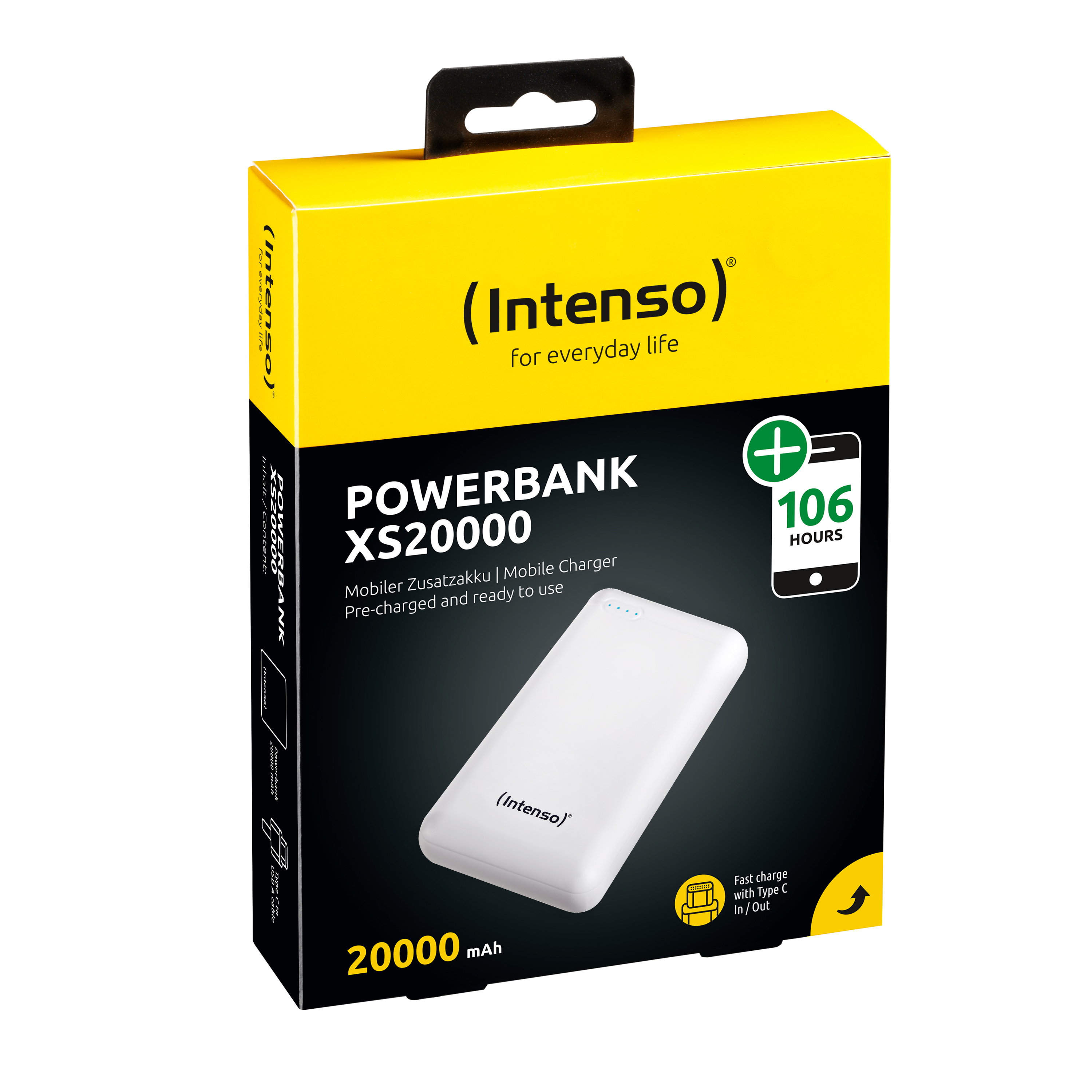 Intenso XS20000 - Powerbank - 20000 mAh - 3.1 A - 2 Ausgabeanschlussstellen (USB, USB-C) - Weiß, Ansicht 2