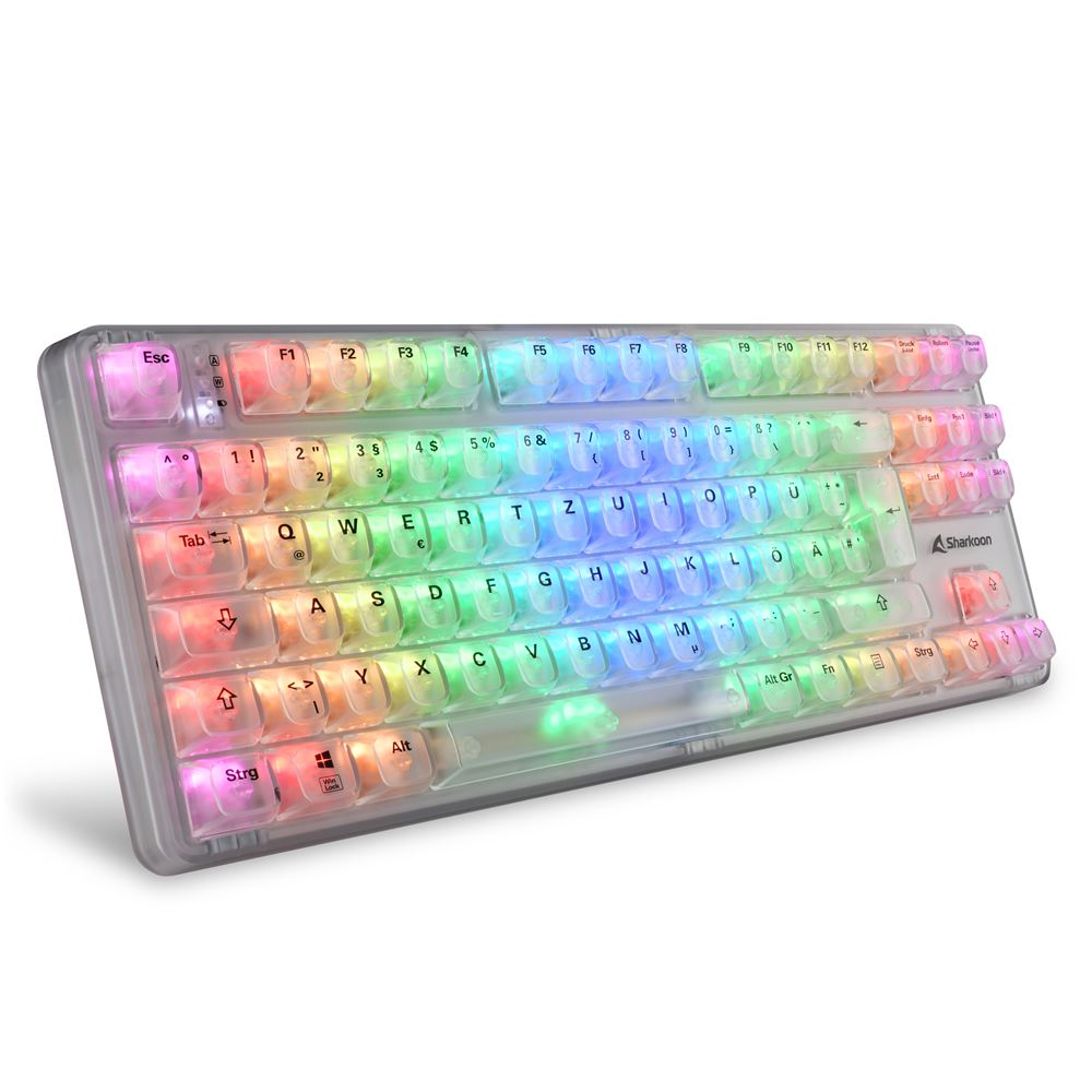 Sharkoon Gaming Tastatur Crystal Shark weiß - TL: Deutsch, QWERTZ, Ansicht 2