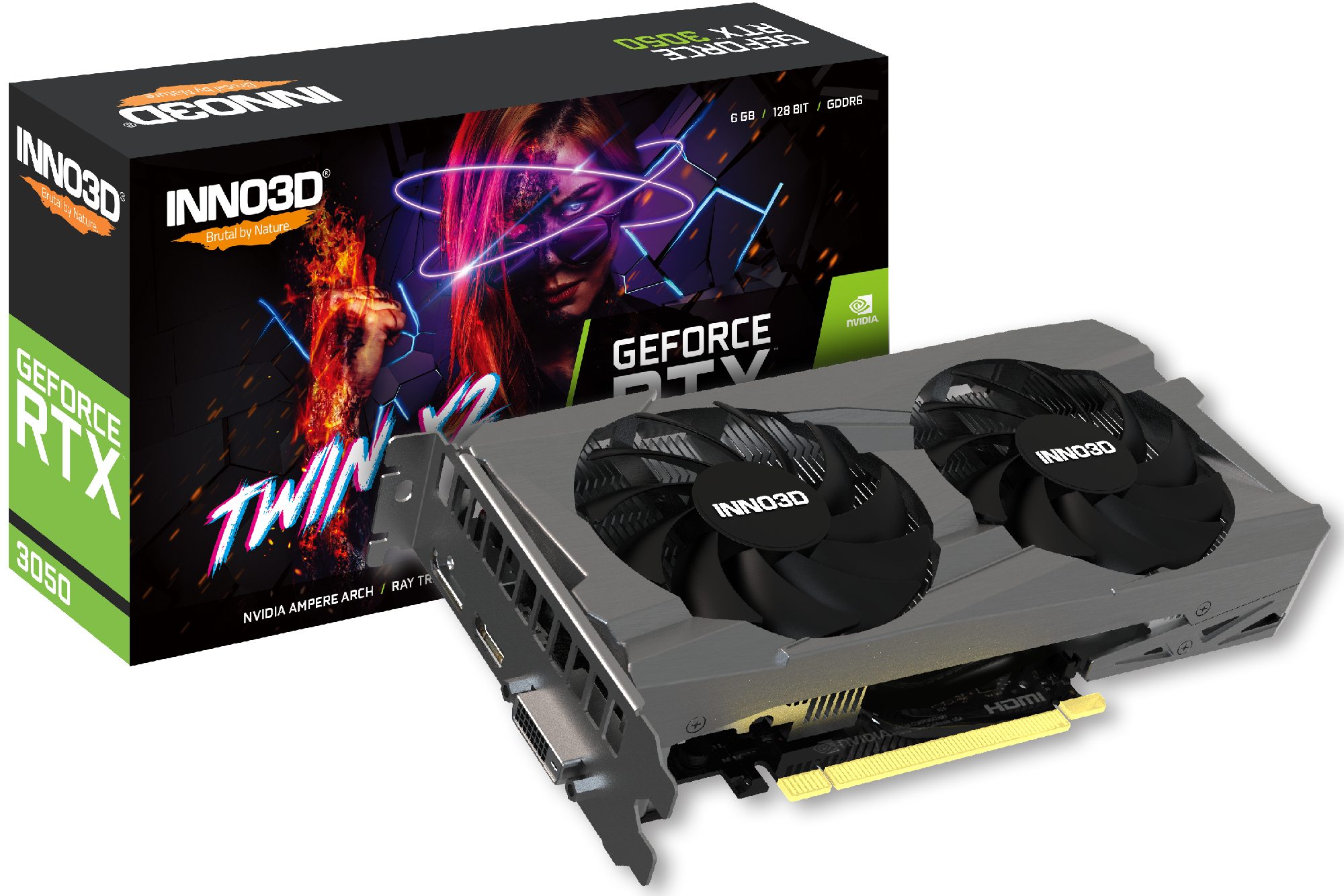 Inno3D N30502-06D6-1880VA60 Geforce RTX 3050, ATX, 6 GB, GDDR6, 96-bit, Ansicht 2