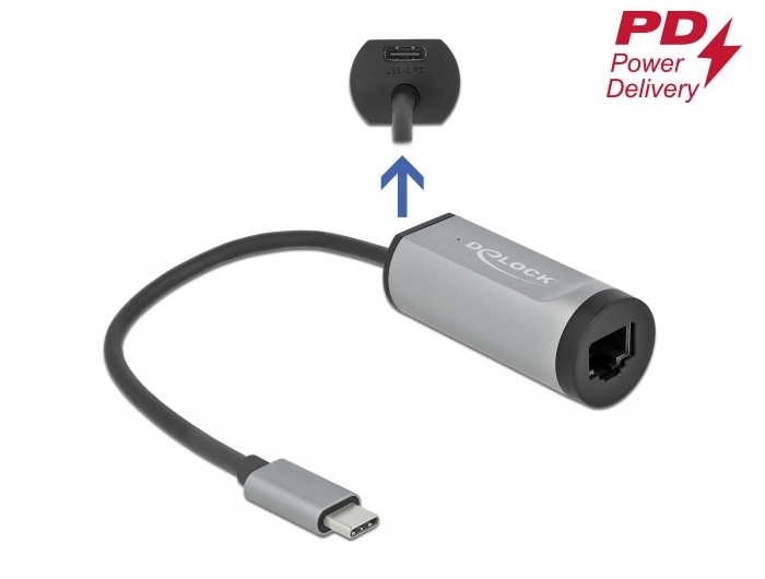 Delock Netzwerkadapter - USB-C 3.2 Gen 1 / Thunderbolt 3 - Grau, Ansicht 3