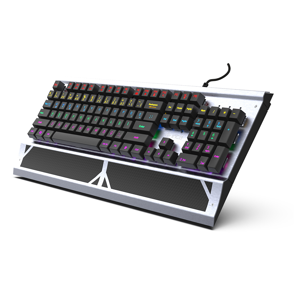 INCA IKG-444 - Volle Größe (100%) - Kabelgebunden - USB - Mechanischer Switch - RGB-LED - Grau - TL: Deutsch, QWERTZ, Ansicht 2