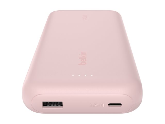 Belkin BoostCharge - Powerbank - 20000 mAh - 30 Watt - PD - 3 Ausgabeanschlussstellen (2 x USB-C, USB) - Rosa, Ansicht 2
