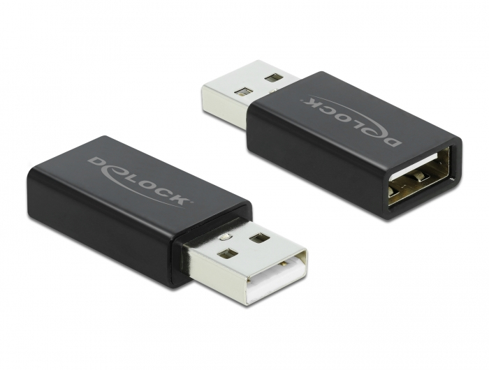 Delock USB 2.0 Adapter Typ-A Stecker zu Typ-A Buchse Datenblocker, USB 2.0 Type-A, USB 2.0 Type-A, Schwarz