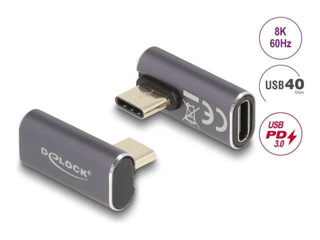 Delock USB-Adapter - USB-C (M) links gewinkelt zu USB-C (W)