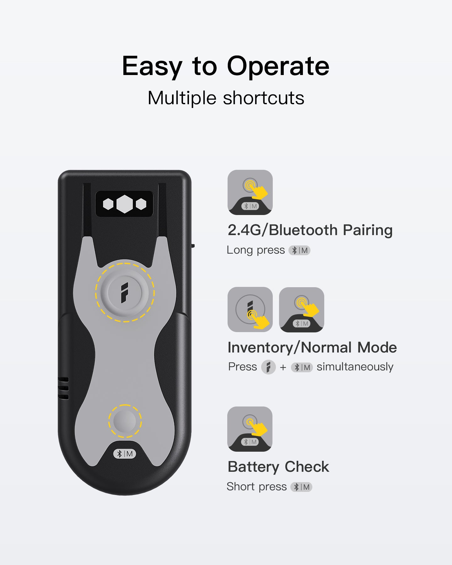 Inateck Barcodescanner 43 gray[BCST-43_gray] - Barcode-Scanner - Bluetooth 5, Ansicht 4