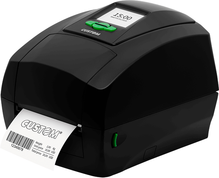 Custom D4 202 - Direkt Wärme/Wärmeübertragung - POS-Drucker - 203 x 203 DPI - 5 ips - 0.06 - 0.2 µm - 12,7 cm, Ansicht 2