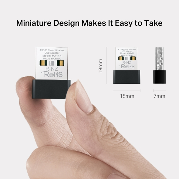 TP-LINK Mercusys MA14N AX3000 Nano Wi-Fi USB Adapter - USB-Controller - WLAN, Ansicht 3
