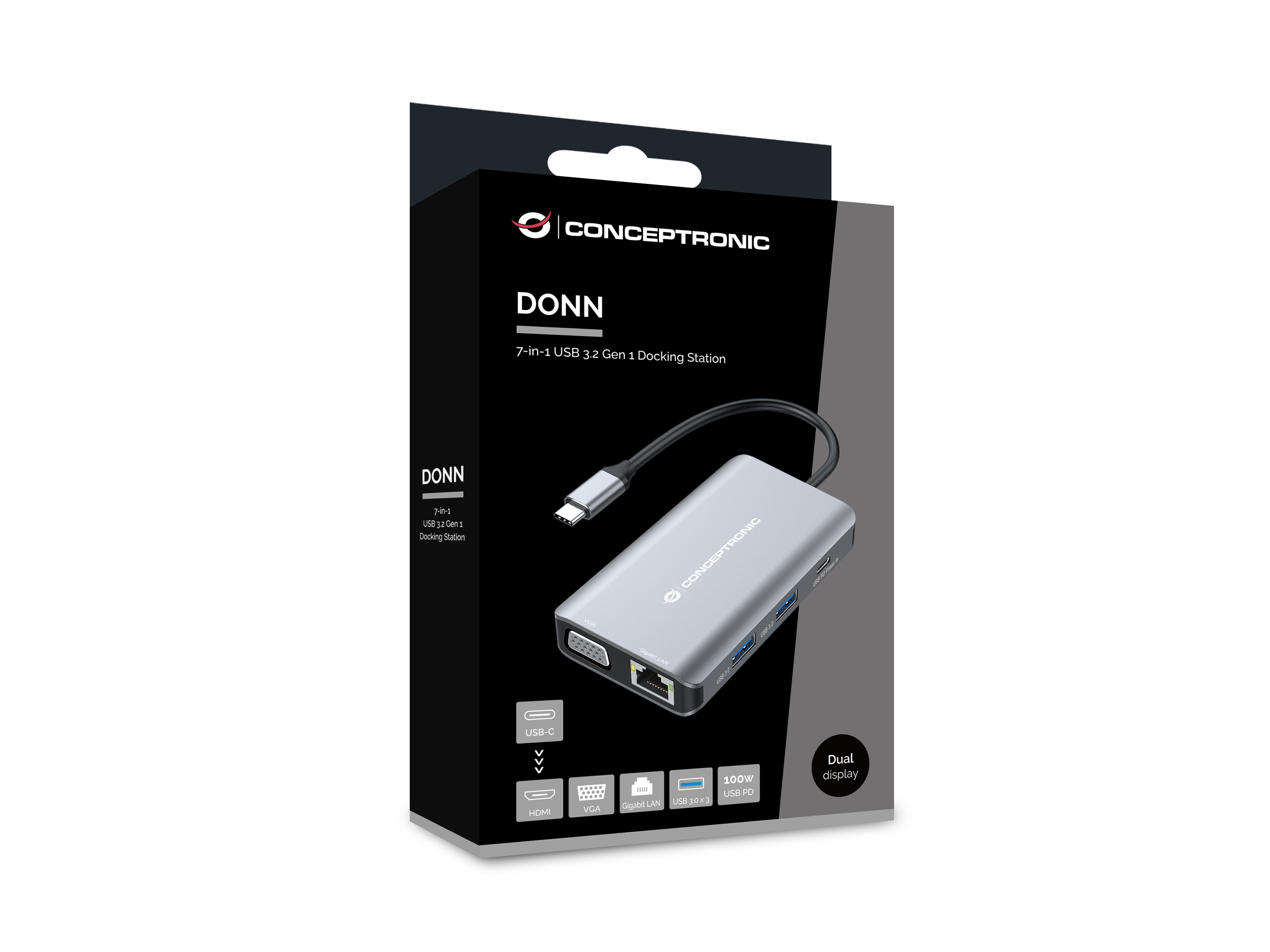 Conceptronic DONN21G - Dockingstation - USB-C 3.2 Gen 1, Ansicht 3