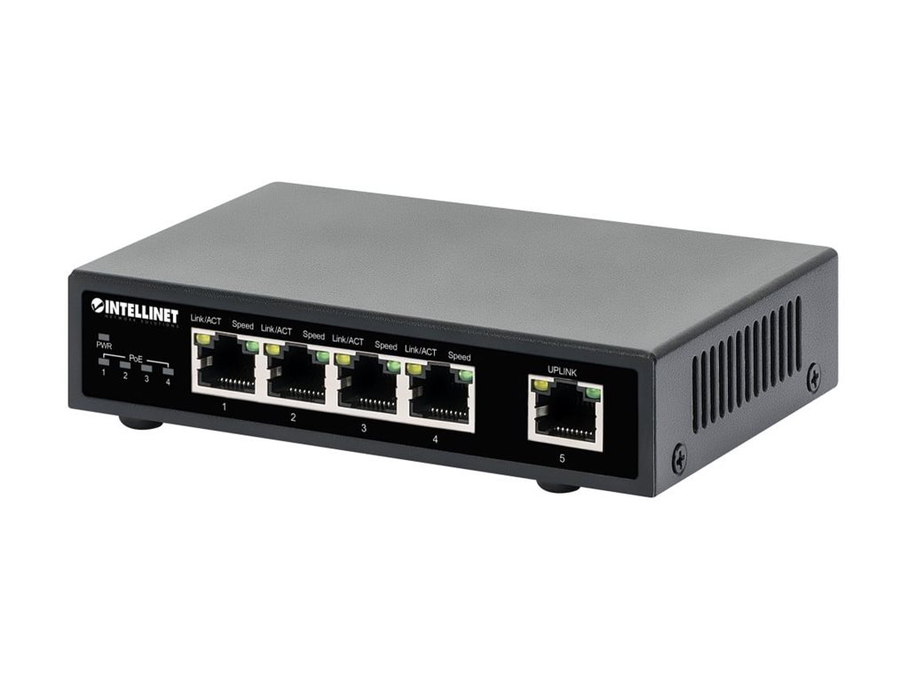 Intellinet Switch - 4 x 10/100/1000 (PoE+) + 1 x 10/100/1000 (Uplink)