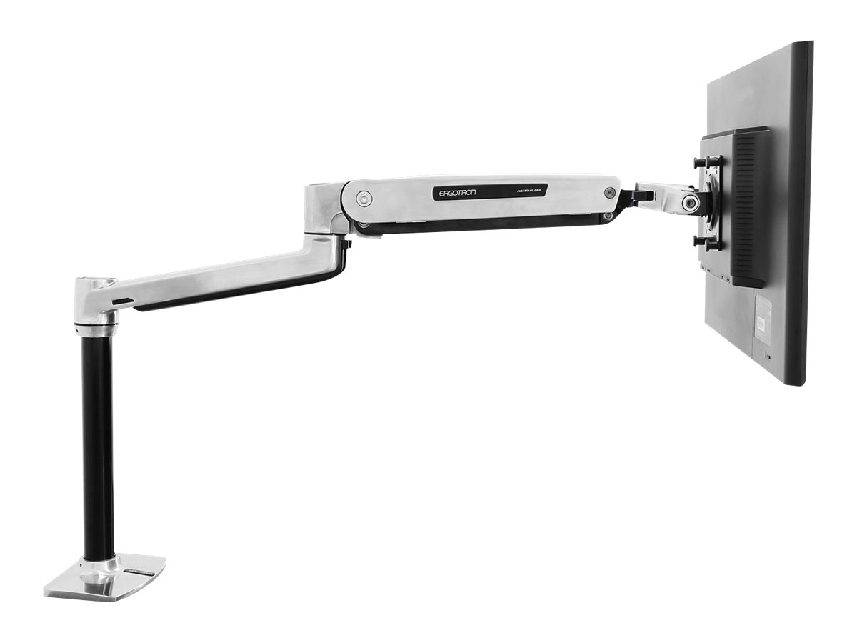 Ergotron LX - Befestigungskit (Verlängerungsarm Stange VESA-Adapter Steh-Sitz-Arm Tisch-Klemme Befestigung für Kabeldurchgang) - für LCD-Display - Aluminium - Polished Aluminum - Bildschirmgröße: bis zu 1067 cm (bis zu 42 Zoll)