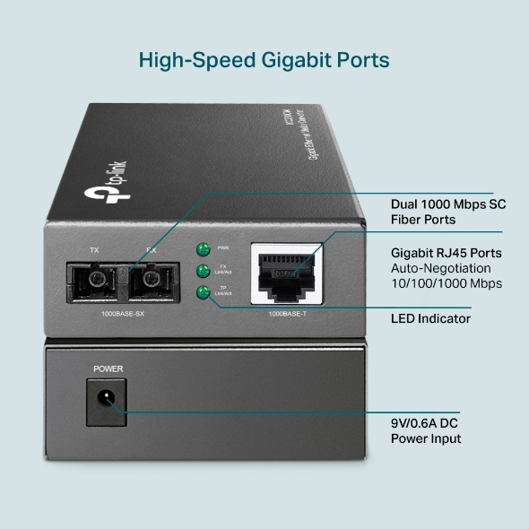 TP-LINK MC200CM - Medienkonverter - GigE - 1000Base-SX, 1000Base-T, Ansicht 4