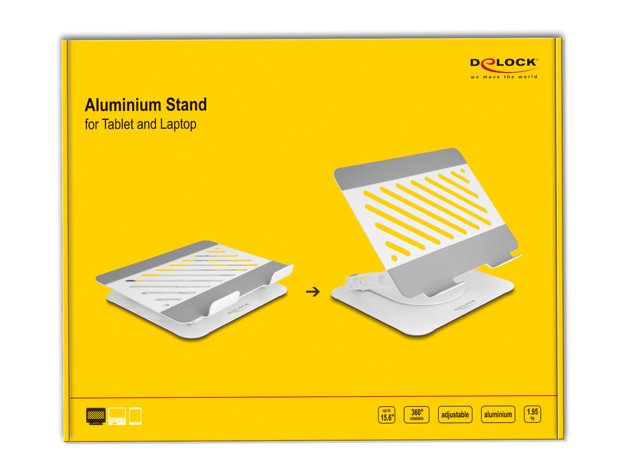 Delock Notebook- / Tablet-Ständer - verstellbar, Aluminium, 360° drehbar, Ansicht 2