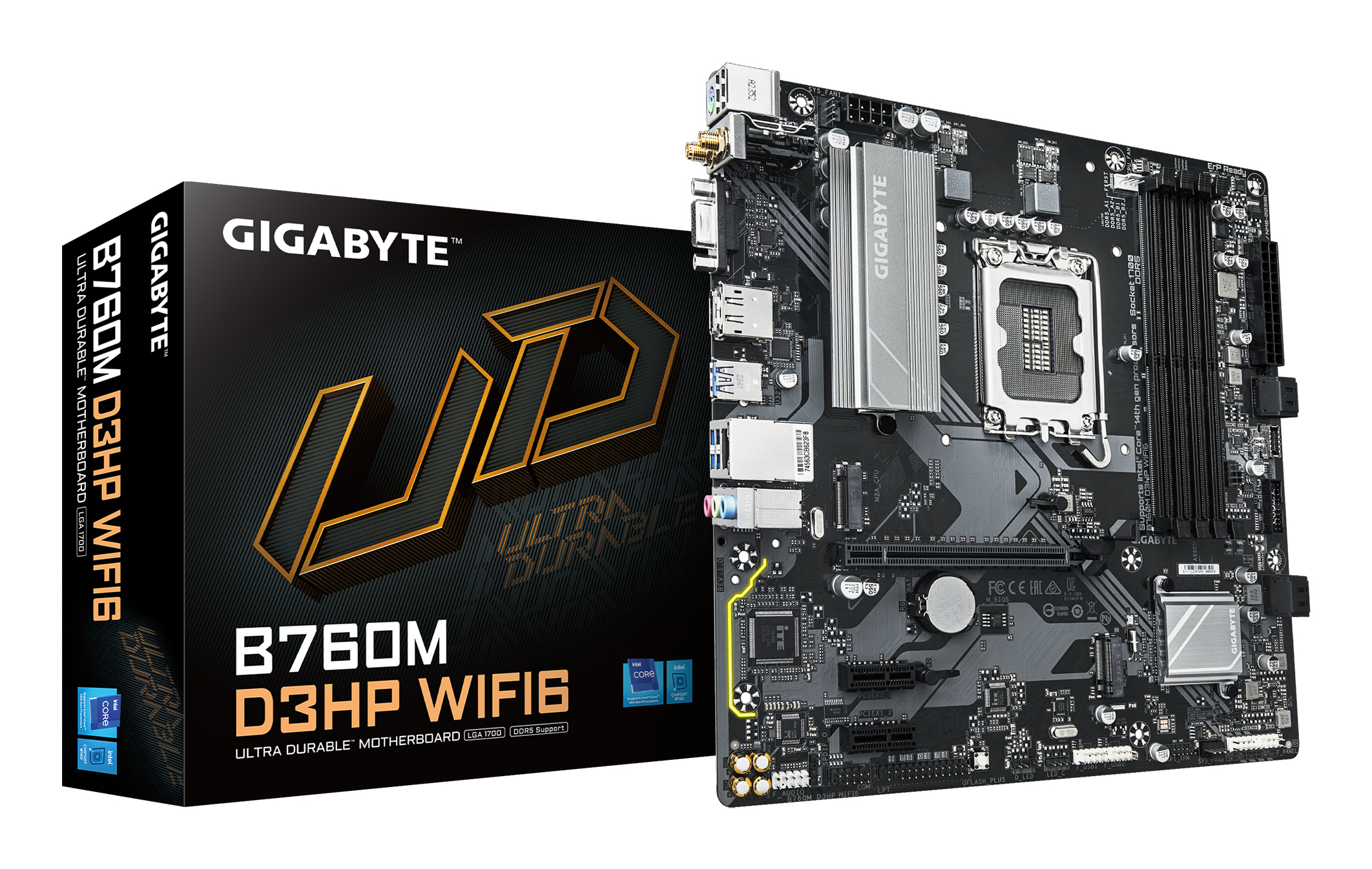 Gigabyte B760M D3HP WIFI6 - Motherboard - micro ATX - LGA1700-Sockel - B760 Chipsatz - (CPU erforderlich), Ansicht 4