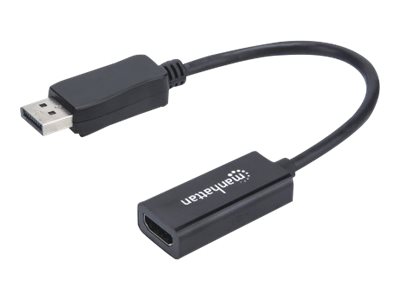 Manhattan DisplayPort 1.1 to HDMI Adapter Cable, 1080p@60Hz, Male to Female, Black, DP With Latch, Not Bi-Directional, Three Year Warranty, Polybag - Videoadapter - DisplayPort männlich zu HDMI weiblich - 20 cm - Schwarz - geformt, 1080p-Unterstütz...