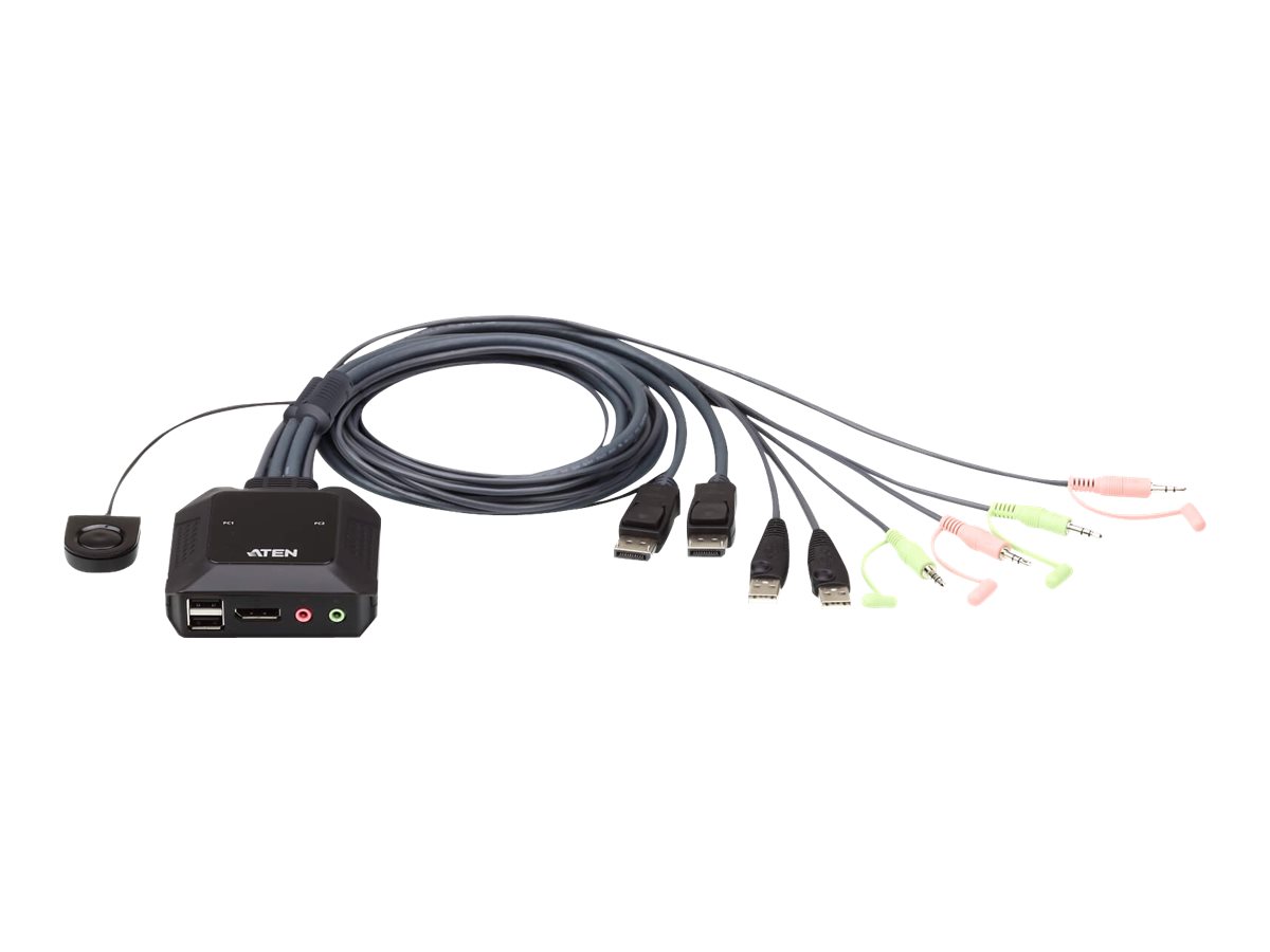Aten CS22DP 2-Port USB DisplayPort Kabel KVM-Switch mit Remote