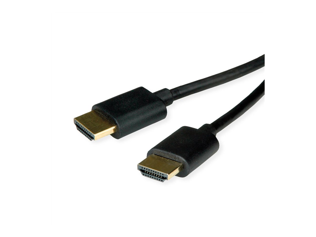 ROLINE Hohe Geschwindigkeit - HDMI-Kabel mit Ethernet - HDMI männlich zu HDMI männlich - 1 m - Doppelisolierung - Schwarz - Unterstützung für 4K60Hz (3840 x 2160)