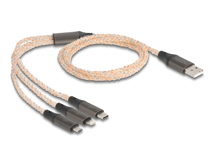 Delock 3 in 1 - Kabel nur zum Laden - USB männlich zu Micro-USB Typ B, Lightning, 24 pin USB-C männlich, Ansicht 3