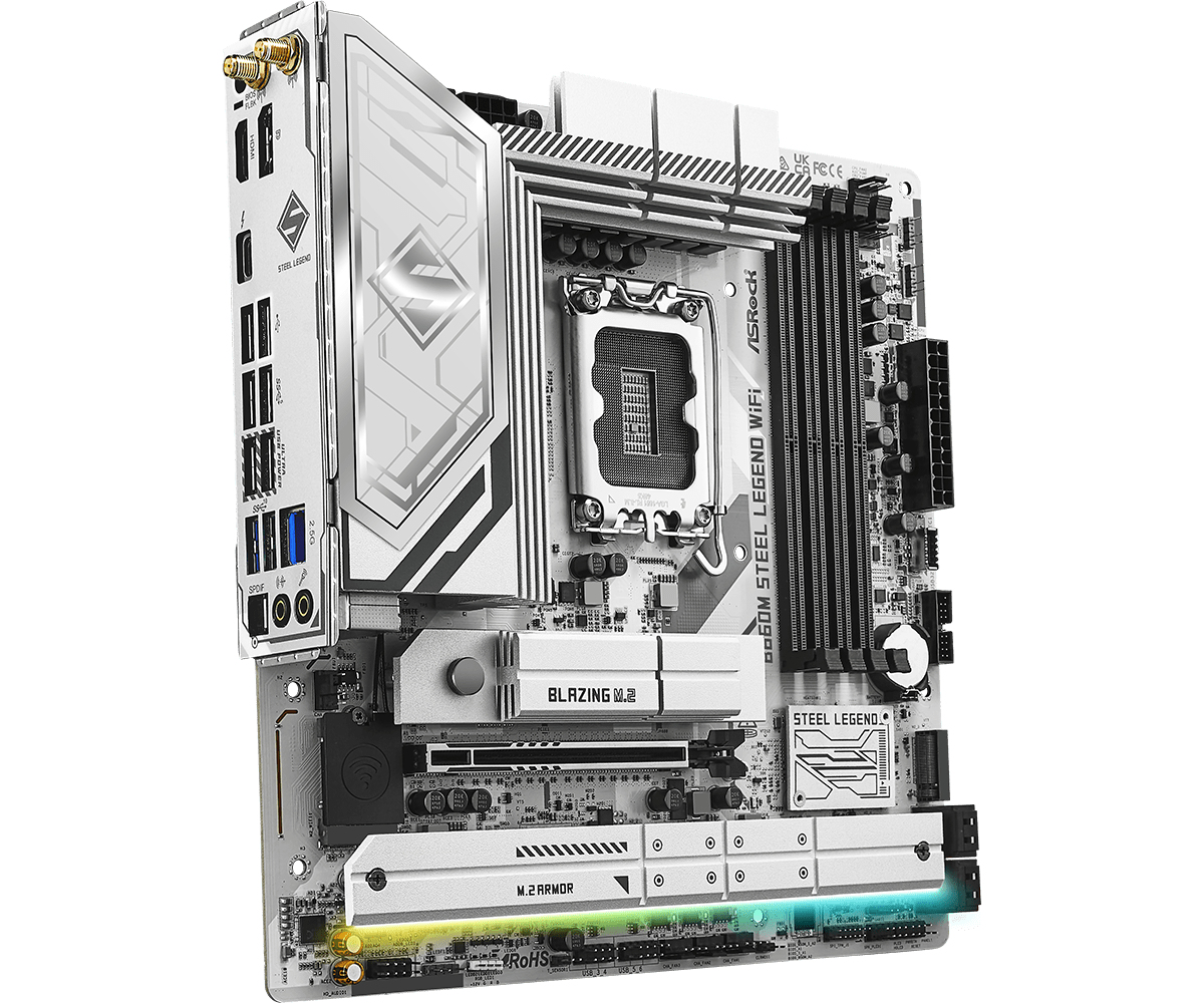 ASRock B860M STEEL LEGEND WIFI - Motherboard - micro ATX - LGA1851-Sockel - B860 Chipsatz, Ansicht 3