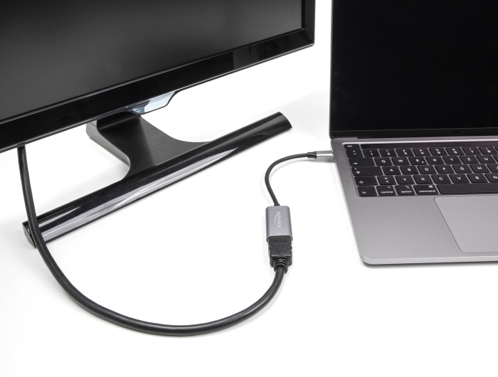 Delock Highspeed - Videoadapter - 24 pin USB-C männlich zu HDMI weiblich - 15 cm - Grau/Schwarz - unterstützt 4K 60 Hz, Ansicht 3