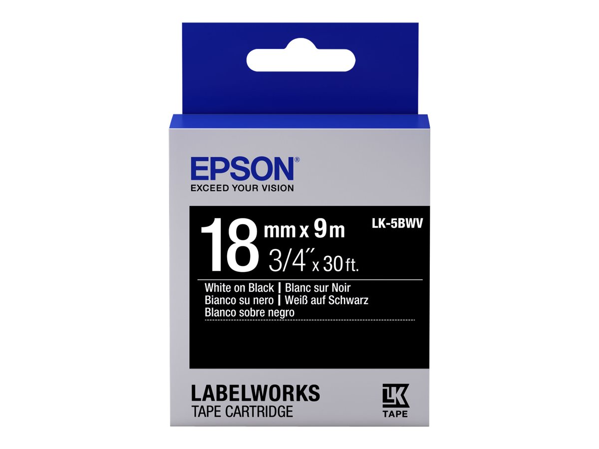 Epson LabelWorks LK-5BWV - Weiß auf Schwarz - Rolle (1,8 cm x 9 m) 1 Kassette(n) Etikettenband - für LabelWorks LW-1000, 400, 600, 700, 900, K400, Z5000, Z5010, Z700, Z710, Z900