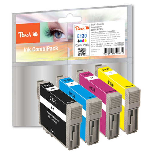 Peach Multi Pack - 4er-Pack - Schwarz, Gelb, Cyan, Magenta - (Alternative zu: Epson T1301, Epson T1302, Epson T1303,...), Ansicht 2