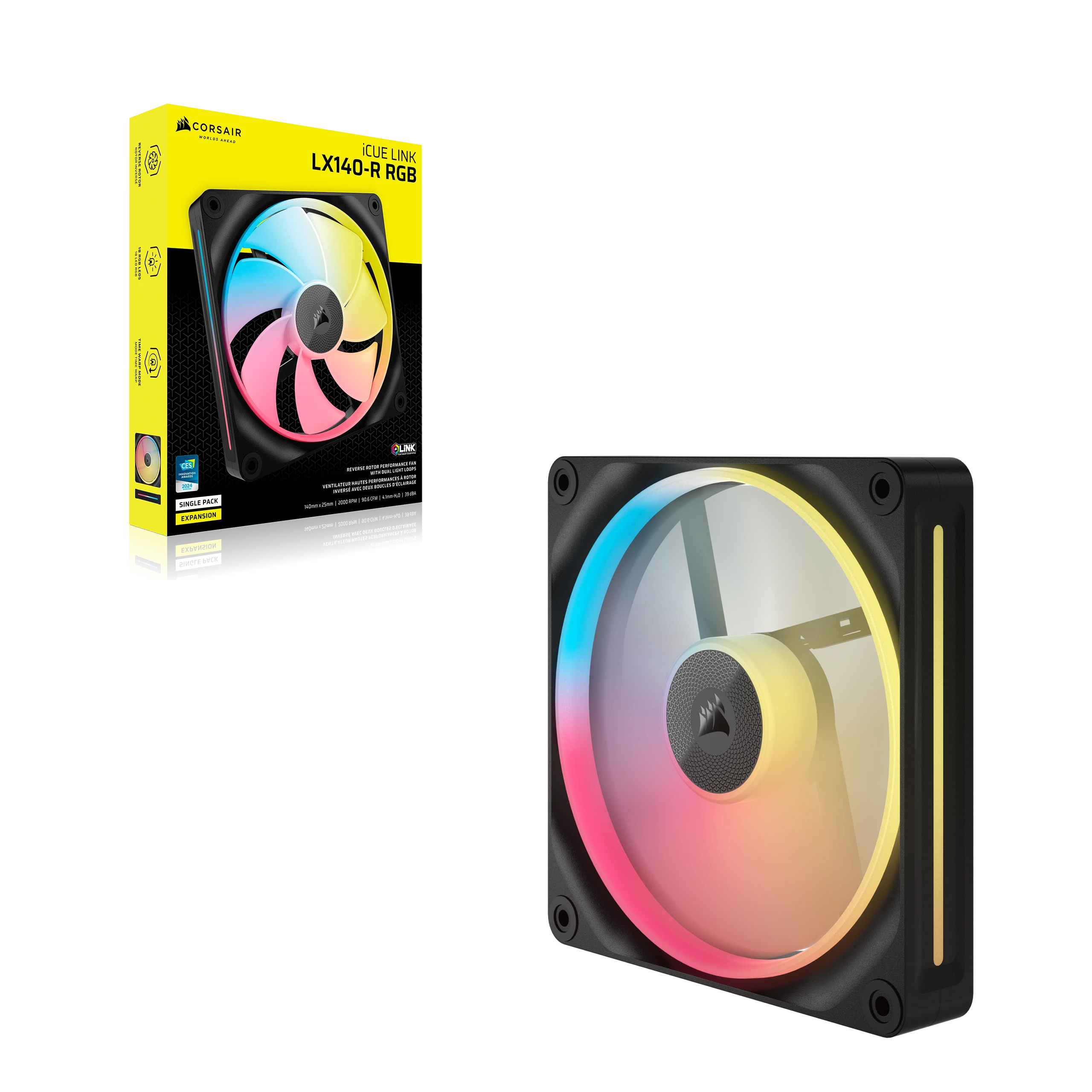 Corsair iCUE LINK LX140-R RGB PWM Reverse schwarz 140 mm, Ansicht 2