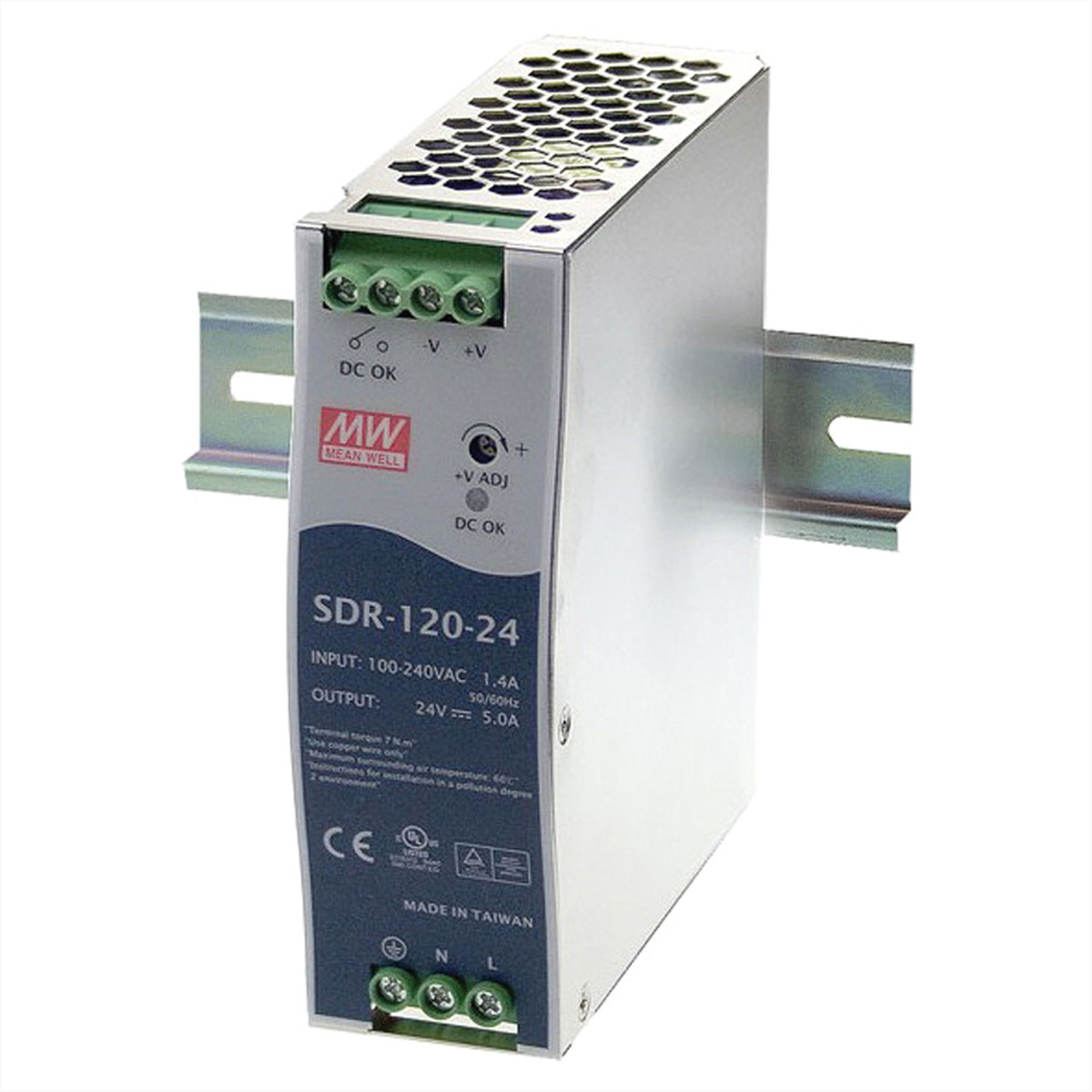 Meanwell Mean Well SDR-120 series SDR-120-24 - Netzteil (DIN-Schienenmontage möglich), Ansicht 2